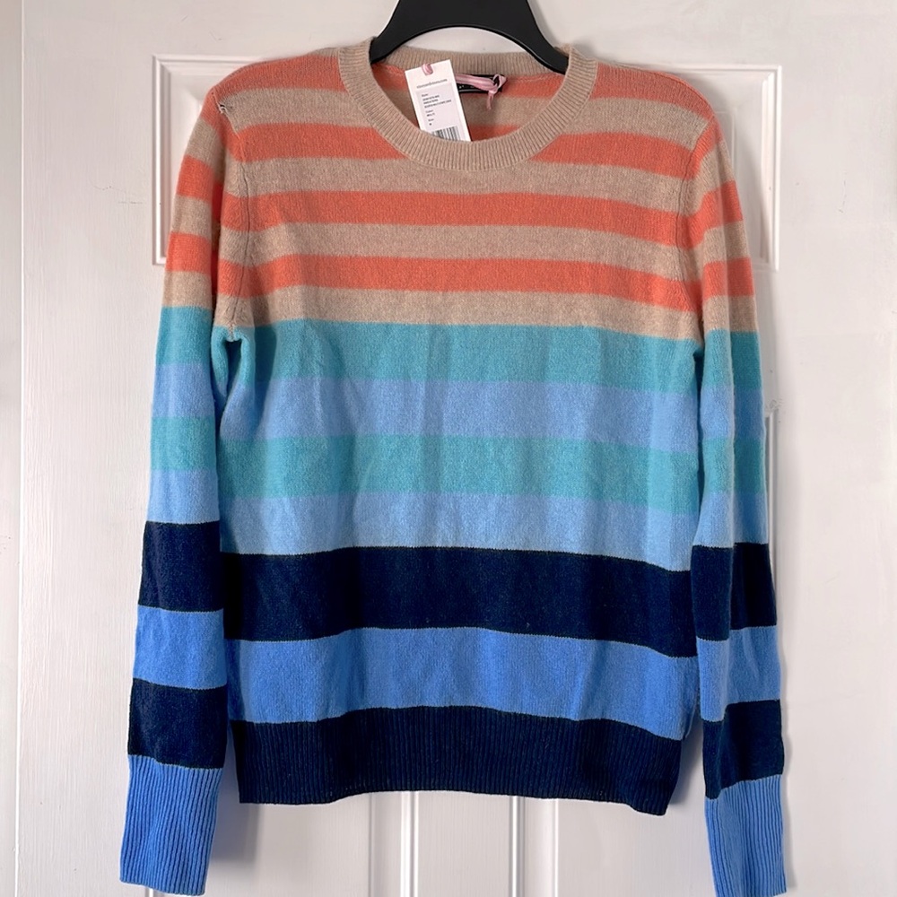 Vineyard Vines Womens Seaspun Multi Stripe Cashmere Sweater Top, Size Medium